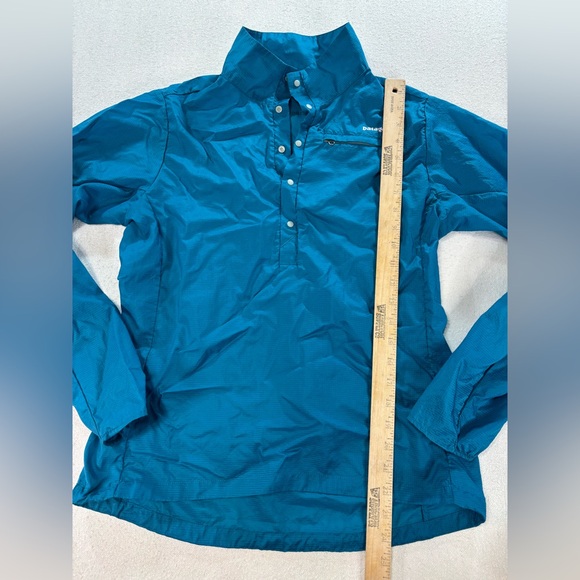 Patagonia Ultralight Windbreaker Pullover Womens M Teal Snap Neck Running Hiking - Picture 6 of 7